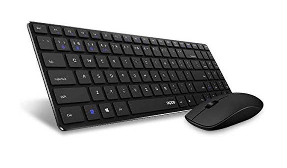 Rapoo 9300M Tastatur Maus enthalten Universal RF Wireless + Bluetooth QWERTZ Deutsch Schwarz