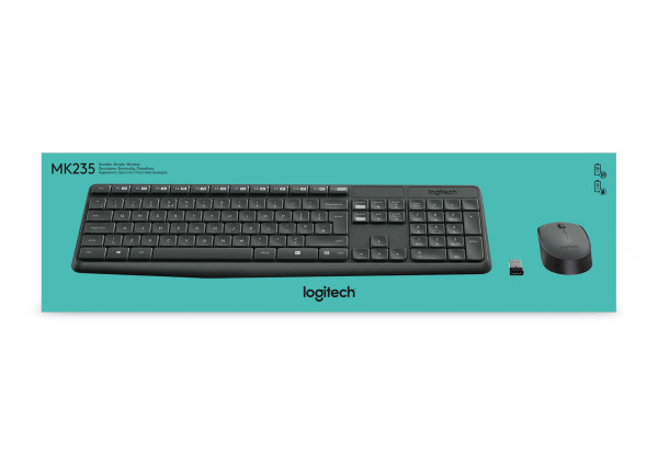 Logitech MK235 Tastatur Maus enthalten USB QWERTZ Deutsch Grau