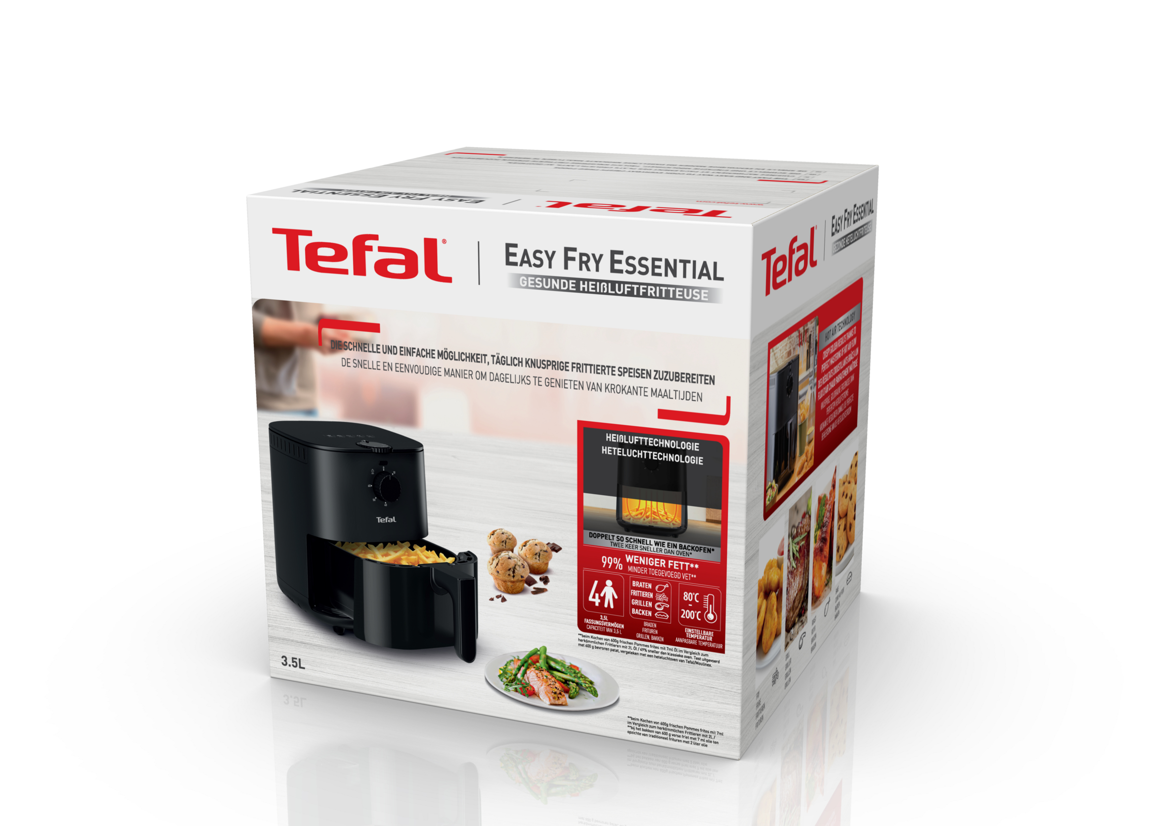 Haushalt Essential & TECMONDO Fritteusen Fry Kochen Easy Heißluftfritteuse | L & | | Küche | 3,5 Backen Tefal EY1308