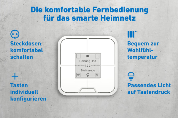 FRITZ!DECT 440 Smart-Wandschalter weiß E-Paper-Display Vierfach-Taster