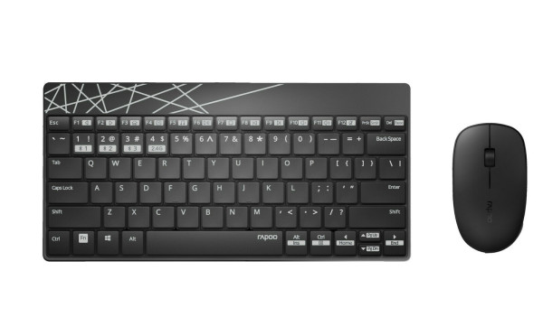 Rapoo 8000M Tastatur Maus enthalten Universal Bluetooth QWERTZ Deutsch Schwarz