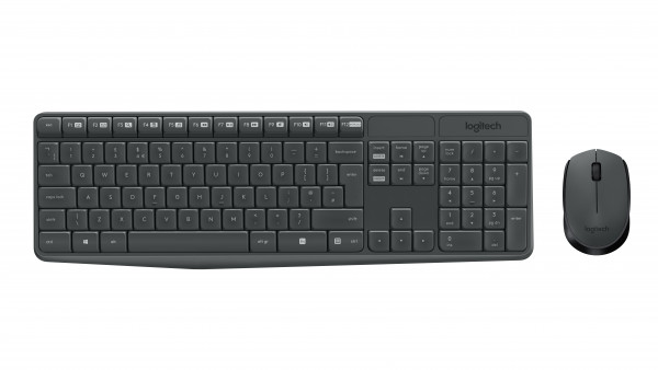 Logitech MK235 Wireless Keyboard and Mouse Combo Tastatur USB QWERTZ Deutsch Grau