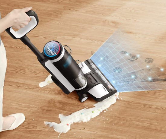 Tineco FLOOR ONE S3 2-in-1 stick vacuum Akku Trocken&Nass Wasser Beutellos Blau, Weiß